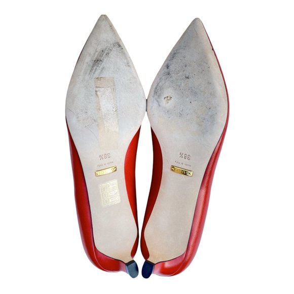 GUCCI Orange Red Oxidation Leather Gloria Kitten Heel Pumps Size 38.5 US 8.5 - Picture 13 of 15